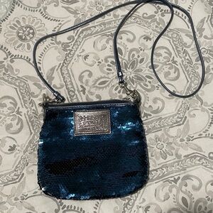 Coach Poppy Sequin Navy Dark Crossbody Purse Small